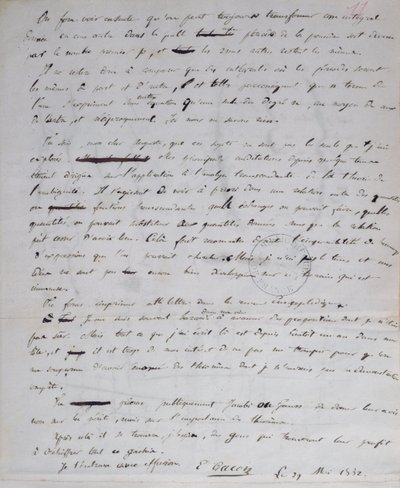 Ms 2108 fol.11r Letter from Gallois to Auguste Chevalier, 29th May 1832 by Evariste Gallois